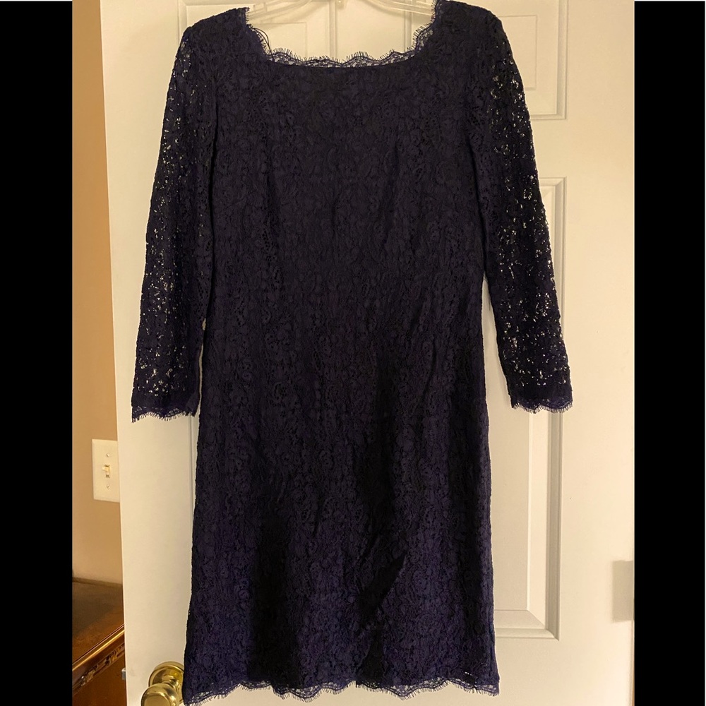 Adrianna Papell navy lace dress